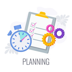 Planning and time management infographics pictogram. System for success.