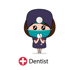 Dentist, Cartoon character Dentist Design, Medical worker, Medical concept. Vector illustration.