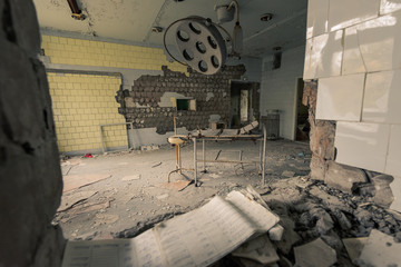 Operating room in abandoned hospital in Pripyat, Chernobyl Exclusion Zone