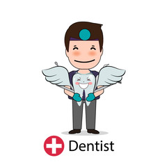 Dentist, Cartoon character Dentist Design, Medical worker, Medical concept. Vector illustration.