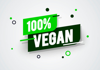 Vector Illustration 100 Percent Vegan Label. Modern Web Banner Element