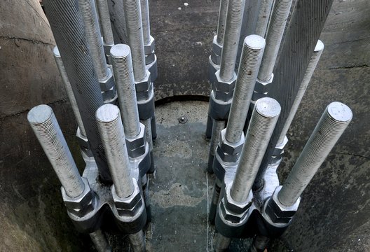 High Angle View Of Large Bolts Outdoors