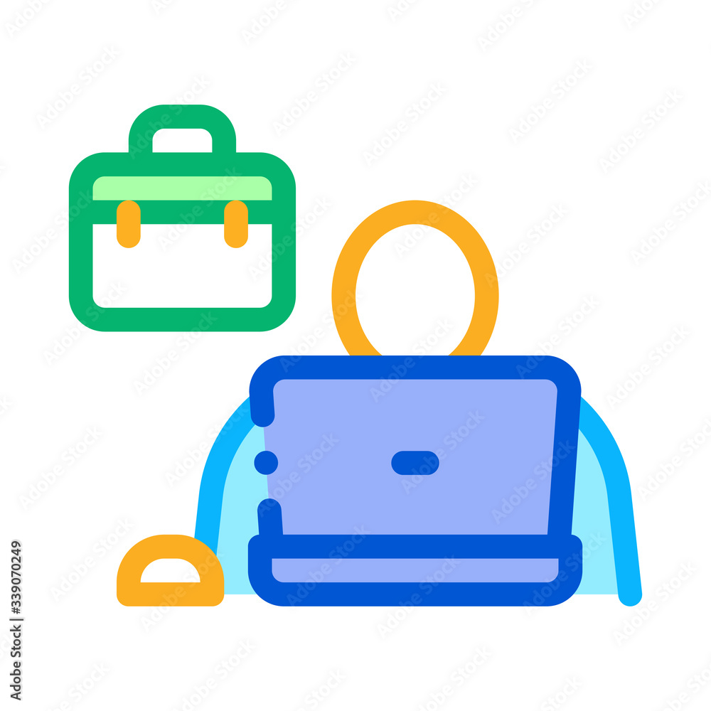 Poster computer worker icon vector. computer worker sign. color symbol illustration