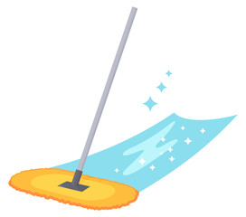 化学モップで磨くイラスト