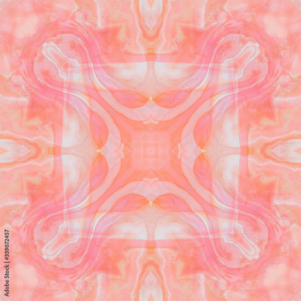 Poster symmetry image. abstraction. digital illustration. psychodelic lsd visual effect. fractals. pink col