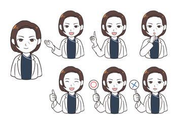 年配女性ドクターの表情バリエーション