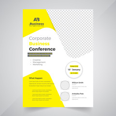 Unique Style & Creative shape Based business conference Flyer Design Template.