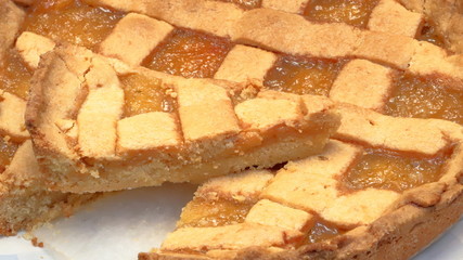 LEMON JAM CAKE ON WHITE BACKGROUND