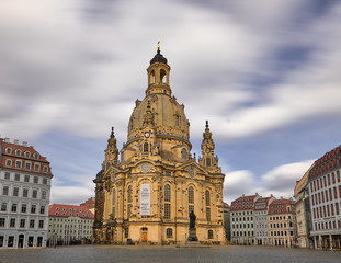 Long Time Exposure Frauenkirche Saxony Dresden empty Neumarkt no people