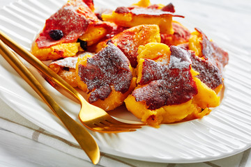 Austrian cuisine: shredded pancake on a plate