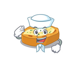 Sailor cartoon character of baked potatoes with white hat