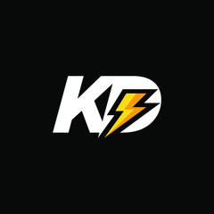 Initial Letter KD with Lightning
