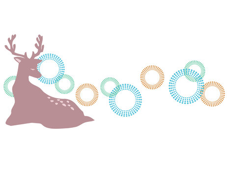 鹿と円の模様