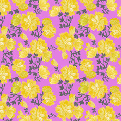 bright volumetric illustration of acrylic flowers for fabric texture or wallpaper.seamless pattern