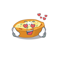 Cute baked potatoes cartoon character has a falling in love face