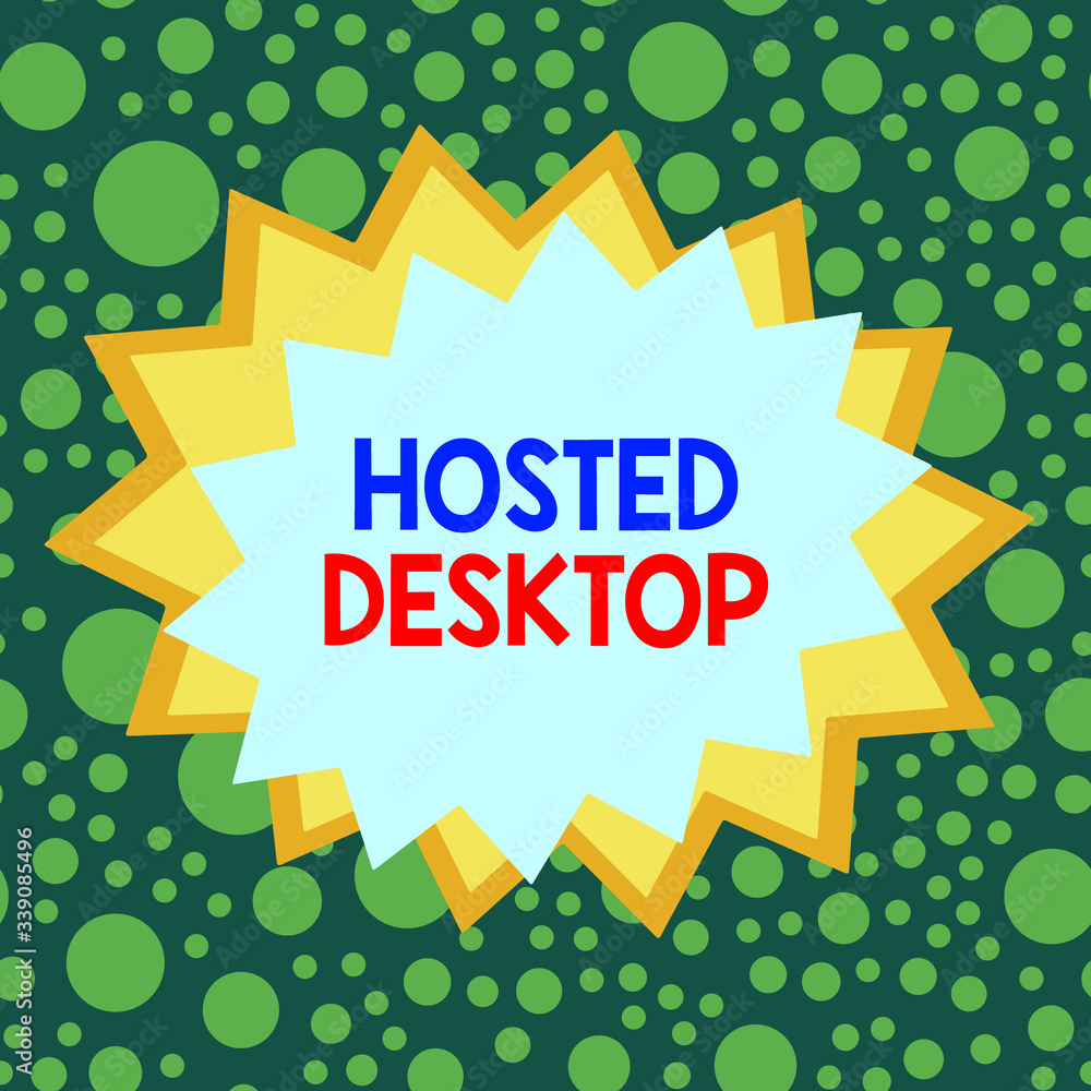 Poster word writing text hosted desktop. business photo showcasing product set within the larger cloudcompu