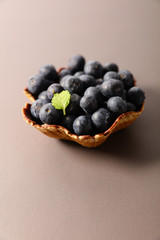 fresh juicy blueberry in biscuit bowl