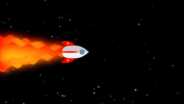 2D Rocket Animation. The Rocket flying into Space with Stars.
Loop