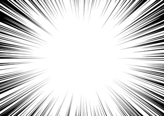 Black-white contrast Background of rays arranged in a circle. Illustration of a flash or glare. Concentration in the center of the composition. For various graphic designs. Vector illustration