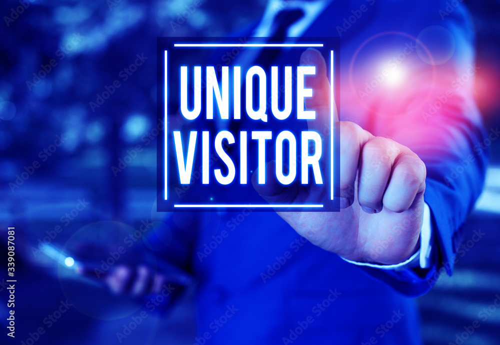 Poster handwriting text writing unique visitor. conceptual photo individuals who have visited a web site at