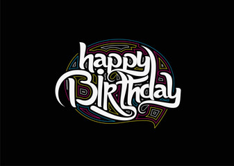 Obraz premium Happy Birthday text made of handwriting vector design element.