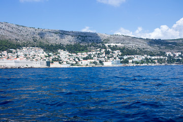 Dubrovnik city and sea view the location of GOT series with blue sea water and clear sky ships