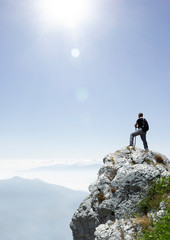 Hiker on the summit of a mountain