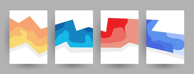 Abstract geometric pattern background for brochure cover design. Blue, yellow, red, orange, pink and green vector banner template