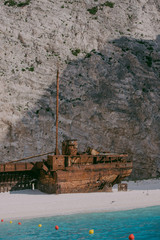 Shipwreck on the Zakinthos bay beach