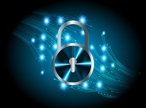 Closed Padlock on digital background, cyber security