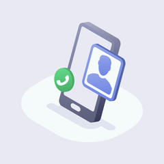 mobile phone call user profile concept with modern isometric style