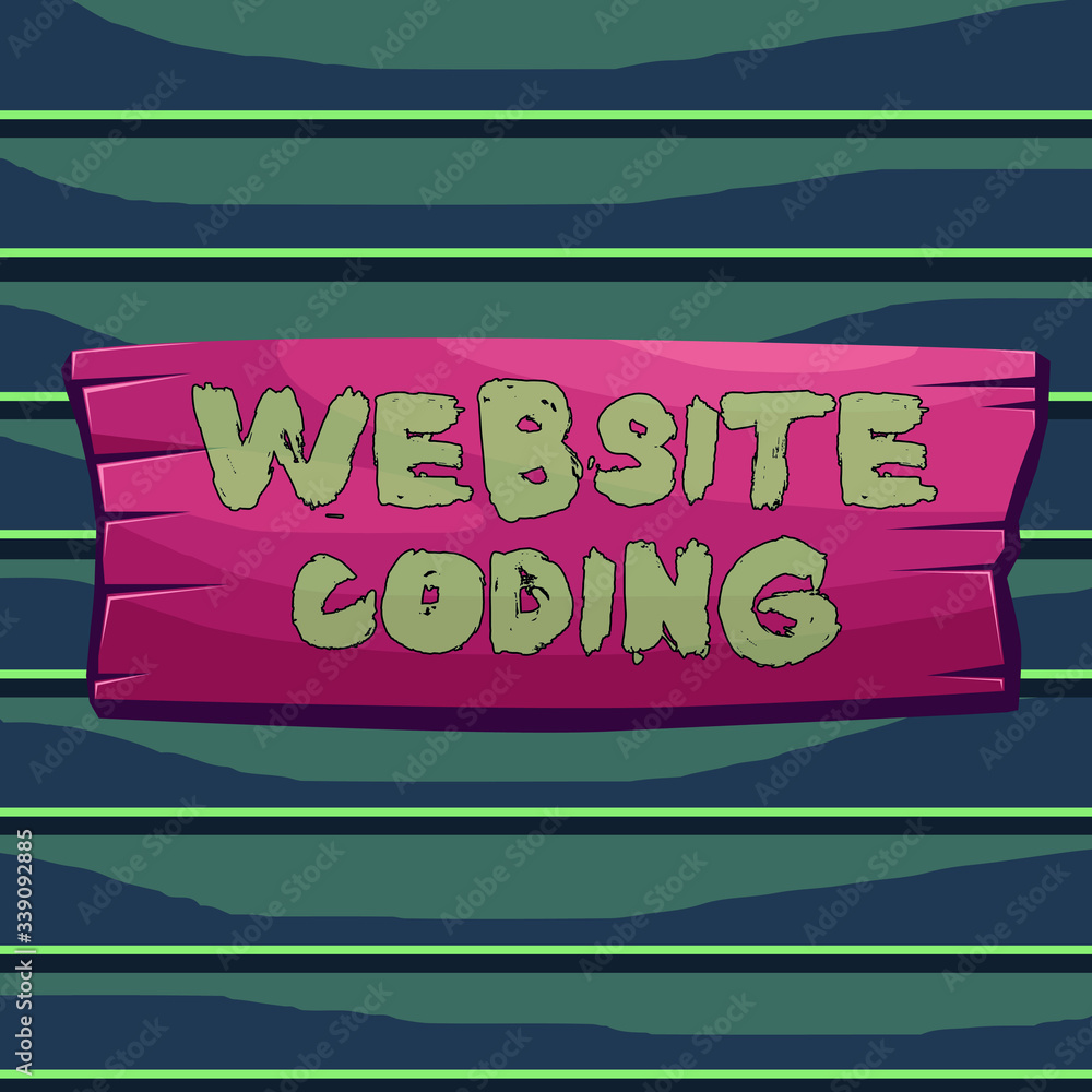 Poster conceptual hand writing showing website coding. concept meaning system of symbols and rules used to 
