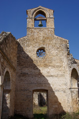 Fototapeta premium Remains of the Romanesque church of Santa Maria di Cartignano (11th century), near Bussi sul Tirino in the province of Pescara. Abruzzo, Italy