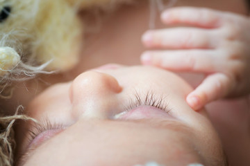 Close portrait of newborn baby girl