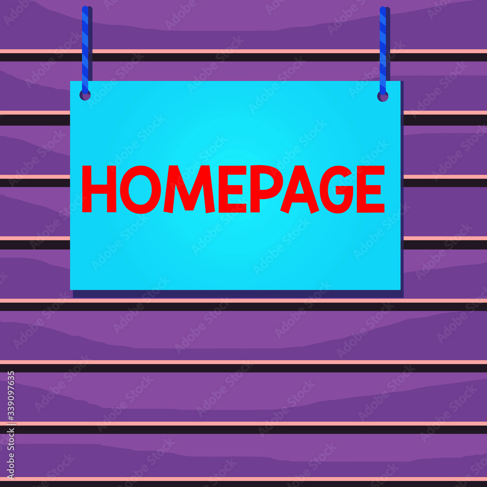 Poster conceptual hand writing showing homepage. concept meaning the introductory page of a website table o