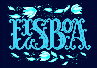 Lisboa. Hand lettering made in portuguese style on a dark blue background. Vector illustration.