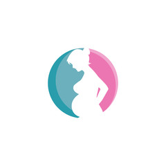 beautiful pregnant woman logo design vector symbol illustration