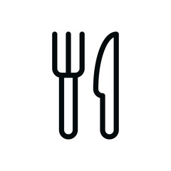 Restaurant isolated icon, knife and fork outline vector icon