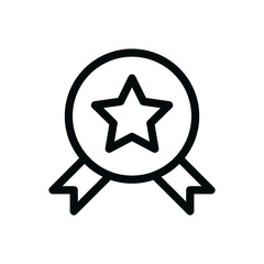 High quality emblem isolated icon, star premium label linear vector icon