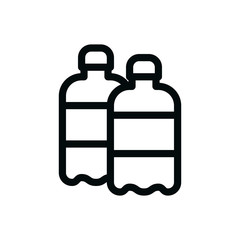 2 bottles of water isolated vector icon, two plastic bottles outline vector icon