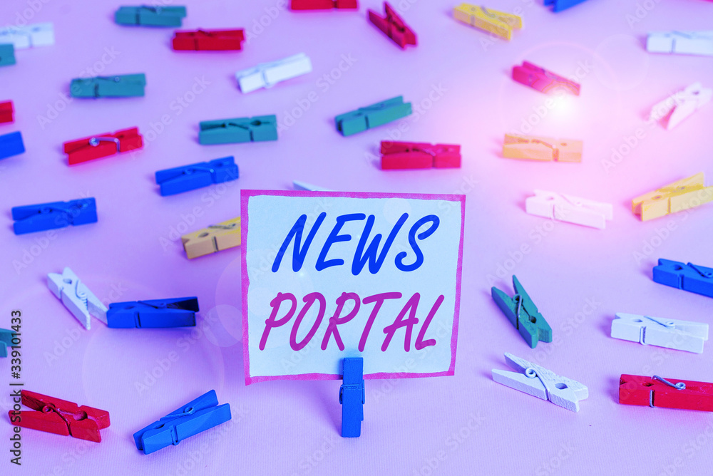 Poster conceptual hand writing showing news portal. concept meaning designed website that brings informatio