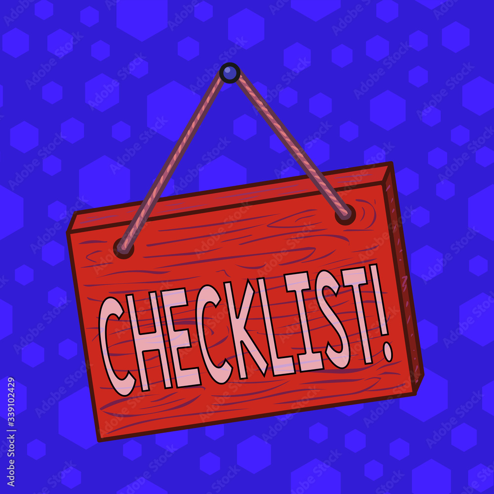 Poster writing note showing checklist. business concept for list items required things be done or points co
