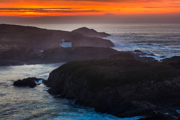 coast of Valdoviño at sunset in Galicia
