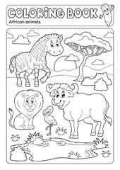 Papier Peint photo Lavable Pour enfants Livre de coloriage faune africaine 5