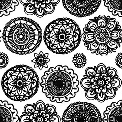 boho seamless pattern of hand-drawn mandala. hypnotic ethnic pattern for textiles, wallpaper, wrapping