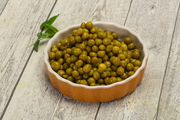 Canned Green peas in the bowl