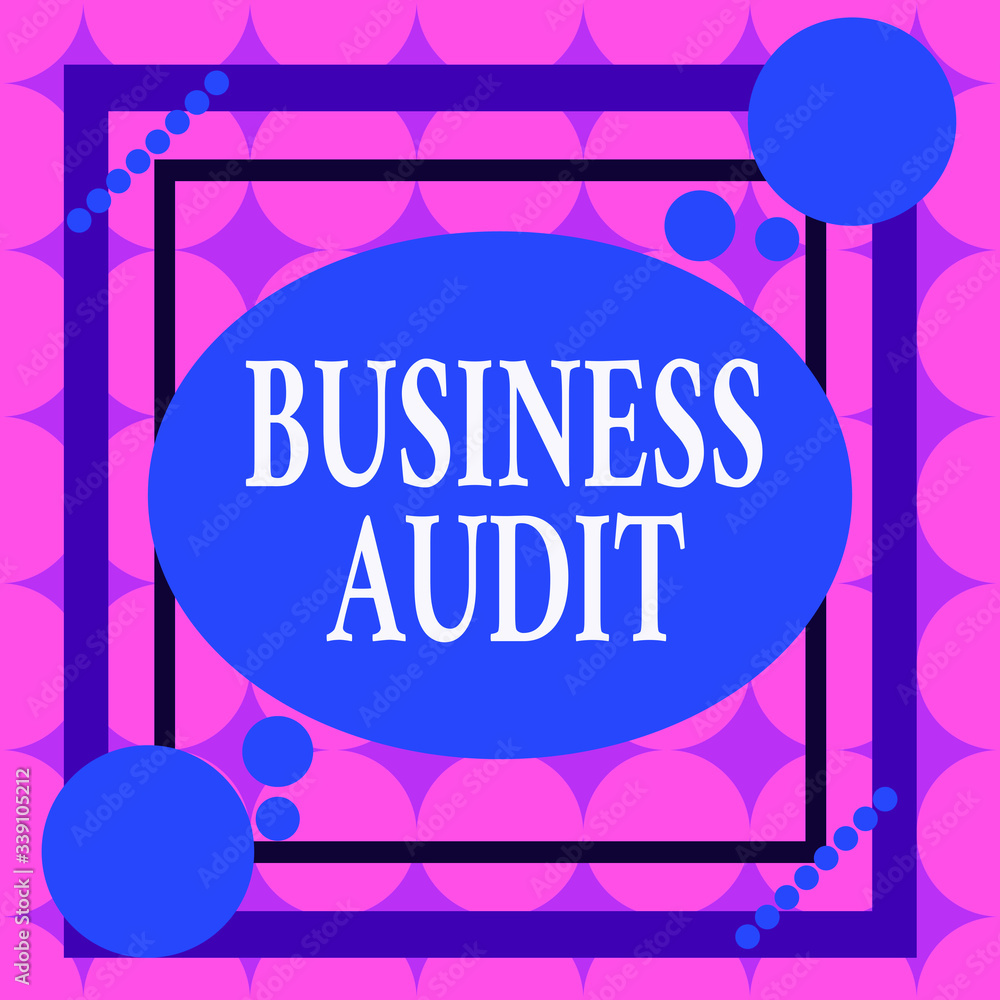 Poster writing note showing business audit. business concept for examination of the financial report of an 