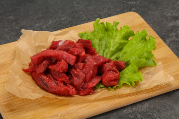 Raw beef meat sliced for cooking