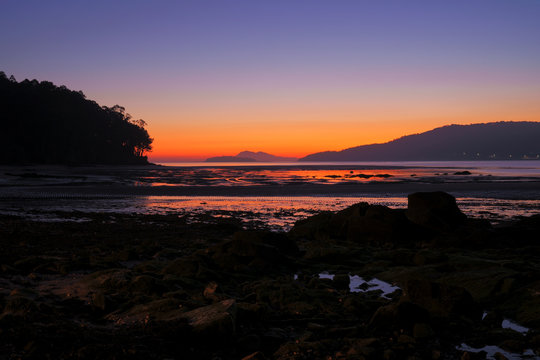 Seascape in Noia, Rias Baixas, Coru&ntilde;a, Galicia, Spain.
Tambre river estuary and the view of Creba island and Louro mountain in Muros