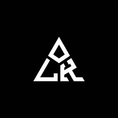 LK monogram logo with 3 pieces shape isolated on triangle